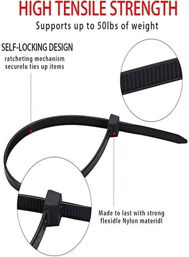 Rpi shop - 8" Inch (200mm L X 3.6mm W) Multi-Purpose Cable Tie, UV resistant, Nylon Zip Wire Organizer, Self Locking Tie, Color: Black Pack of 100Pcs - Image 5